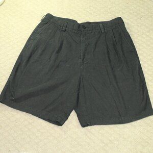 Nike Shorts Mens 34 100% Cotton Black Chino Twill Pleated Casual Golf Golfer